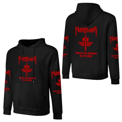 INGKE Manowar Herren Logo Baumwolle Kapuzenpullover Pullover Hoodie Langarm Sweatshirt Kapuze Für Männer Bekleidung Fans Geschenk von INGKE