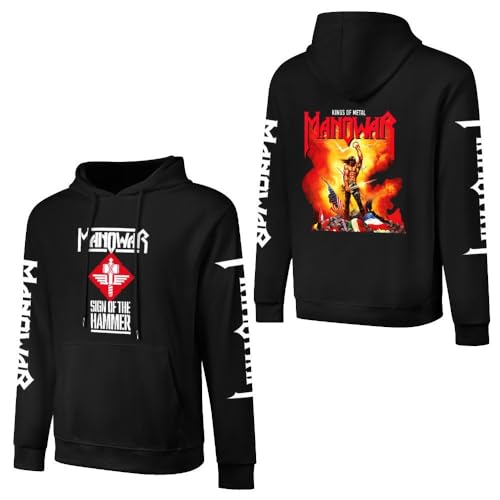 INGKE Manowar Herren Logo Baumwolle Kapuzenpullover Pullover Hoodie Langarm Sweatshirt Kapuze Für Männer Bekleidung Fans Geschenk von INGKE