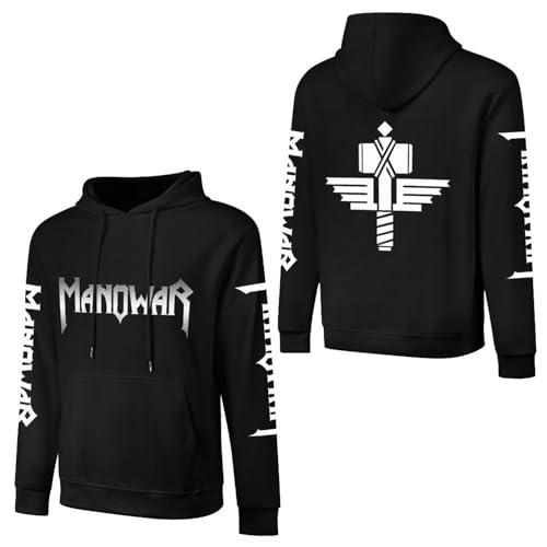 INGKE Manowar Herren Logo Baumwolle Kapuzenpullover Pullover Hoodie Langarm Sweatshirt Kapuze Für Männer Bekleidung Fans Geschenk von INGKE