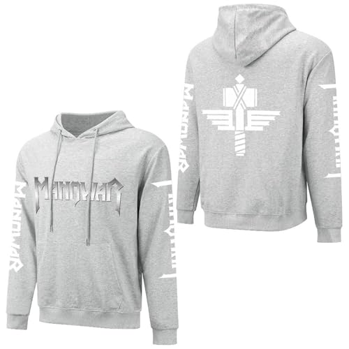 INGKE Manowar Herren Logo Baumwolle Kapuzenpullover Pullover Hoodie Langarm Sweatshirt Kapuze Für Männer Bekleidung Fans Geschenk von INGKE