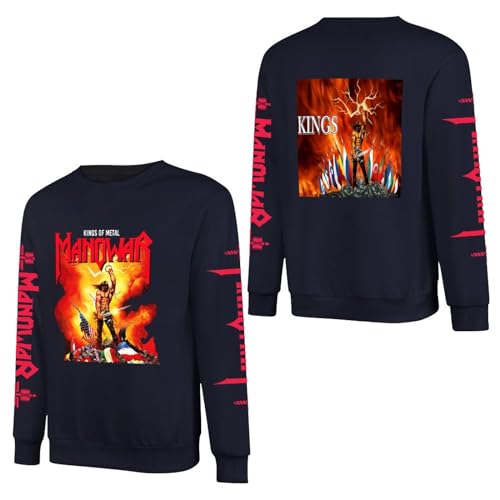 INGKE Manowar Herren Logo Baumwolle Sweatshirt Pullover Langarm Crewneck Sweat-Shirt Merch Top Für Männer Bekleidung Fans Geschenk von INGKE