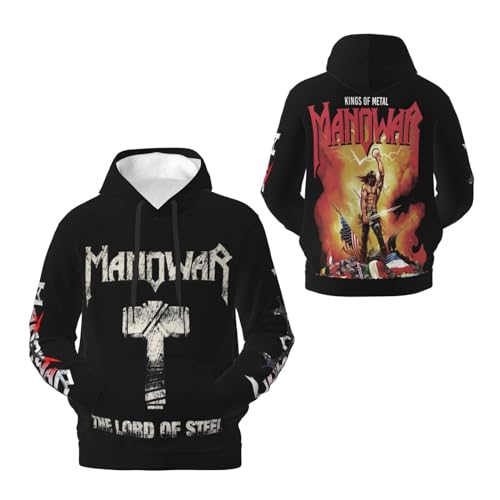 INGKE Manowar Herren Logo Fleece Kapuzenpullover Pullover Hoodie Langarm Sweatshirt Kapuze Für Männer Bekleidung Fans Geschenk von INGKE