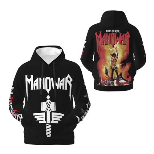 INGKE Manowar Herren Logo Fleece Kapuzenpullover Pullover Hoodie Langarm Sweatshirt Kapuze Für Männer Bekleidung Fans Geschenk von INGKE