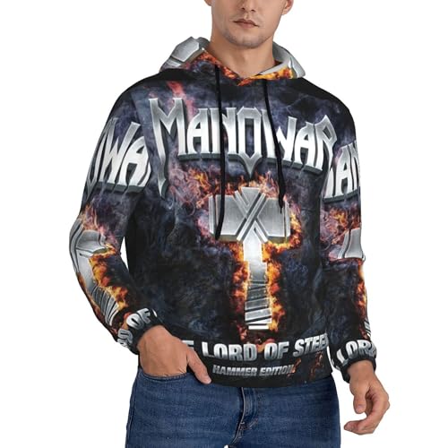 INGKE Manowar Herren Logo Kapuzenpullover Pullover Hoodie Langarm Sweatshirt Kapuze Für Männer Bekleidung Fans Geschenk von INGKE