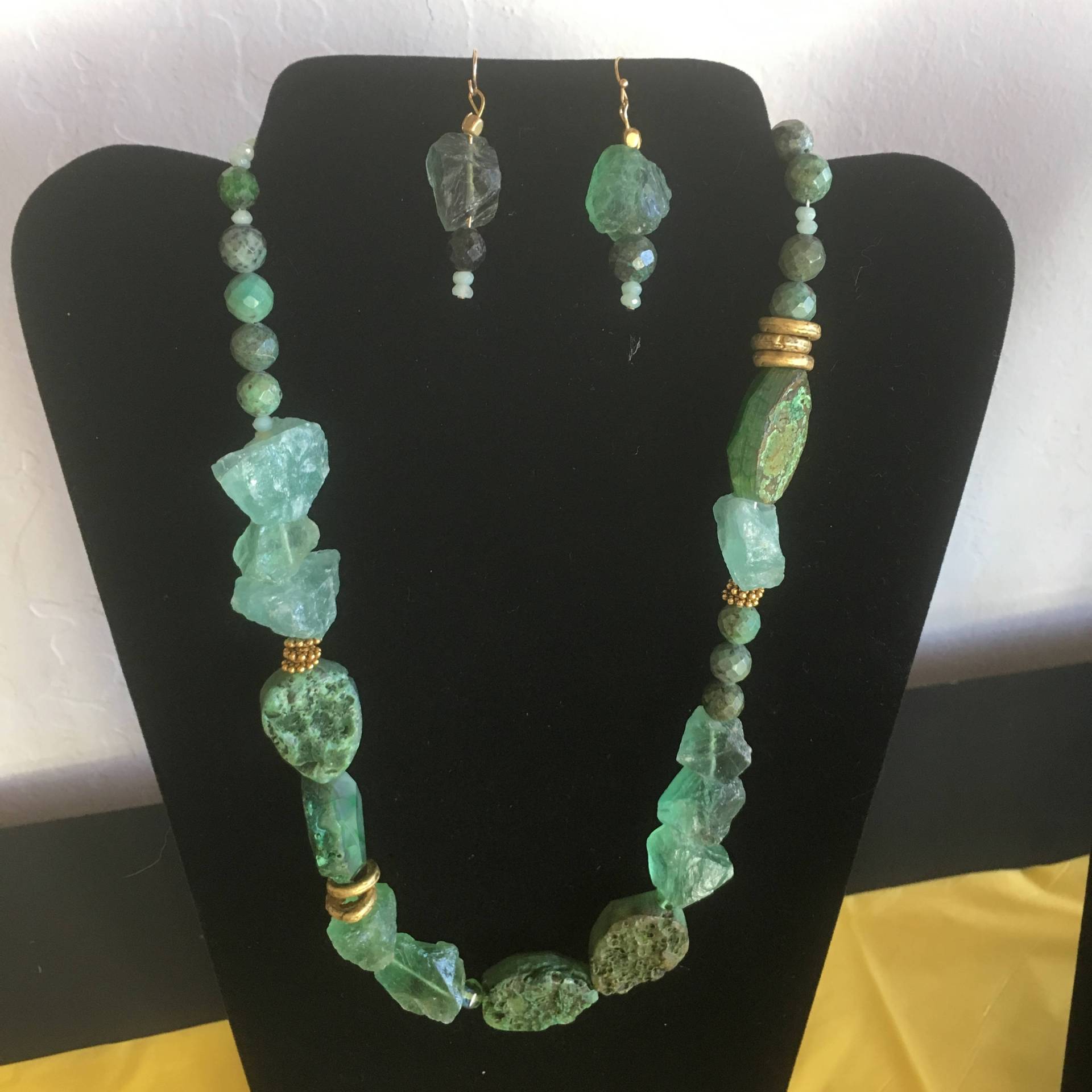 statement Necklace Und Earrings - Grüner Fluorit, Achat Jaspis statement Necklace Und Earrings - Grüner Fluorit, Achat Jaspis von INGSPIRATIONS