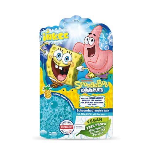 INKEE - Bubble Bath Liquid Sponge Bob | Badezusatz Kinder, blaues Schwammkopf Schaumbad kinder Mit Mandelöl & Ananas Duft, 40g von INKEE