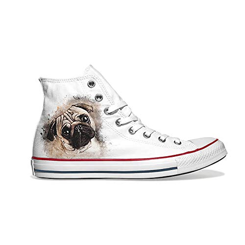 INKICKS - weiße Chucks Bedruckt mit dem Bild von deinem Hund in Gr. 39 für Converse I Dein Hundebild I Individuelle Anfertigung nach Bestellung von INKICKS