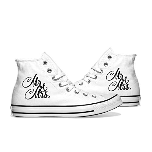 INKICKS - weißer Sneaker Bedruckt im schwarzem Mr. & Mrs. Design Gr. 41 I Hochzeitsgeschenk I Made in Germany I Für Damen & Herren I Individuelle Anfertigung nach Kundenbestellung von INKICKS