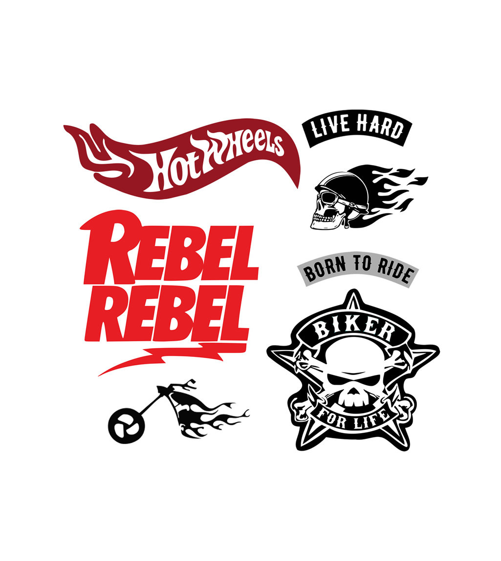 Satz Von 7 Eisen Auf Motor Bike Rider Siebdruck Transfers Für Stoffe Maschine Waschbar Motorrad Patch von INKINGHOUSE