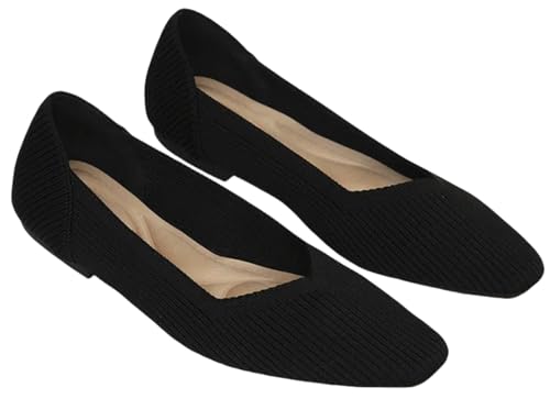 Ballerinas Damen Slip On Strick, rutschfest Flach Stricken Sneaker Bequem Sommer Elegant Runde Zehe Sportlich Flat Schuhe Tanzschuhe Frauen, Mesh Stoffschuhe Geschlossene Halbschuhe von INLANDSIS