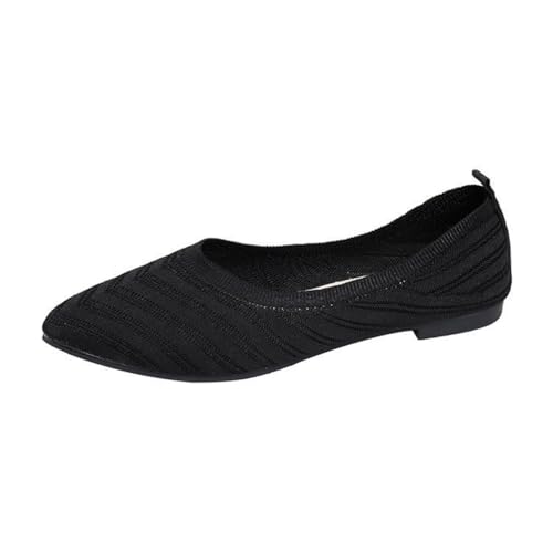 Ballerinas Damen Slip On Strick, rutschfest Flach Stricken Sneaker Bequem Sommer Elegant Runde Zehe Sportlich Flat Schuhe Tanzschuhe Frauen, Mesh Stoffschuhe Geschlossene Halbschuhe von INLANDSIS