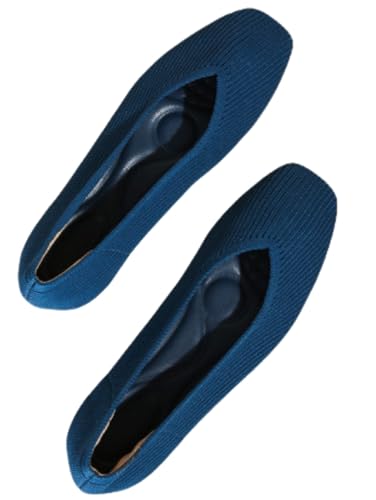Ballerinas Damen Slip On Strick, rutschfest Flach Stricken Sneaker Bequem Sommer Elegant Runde Zehe Sportlich Flat Schuhe Tanzschuhe Frauen, Mesh Stoffschuhe Geschlossene Halbschuhe von INLANDSIS