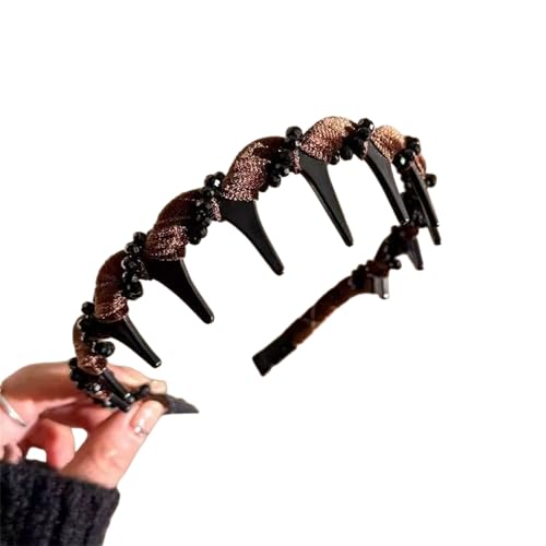 INLANDSIS 2025 Neues U-förmiges modisches Zahn-Haarkamm-Stirnband, elegante geflochtene Zickzack-Haarspangen mit gewellten Zähnen und hohem Schädel (C83 Brown) von INLANDSIS