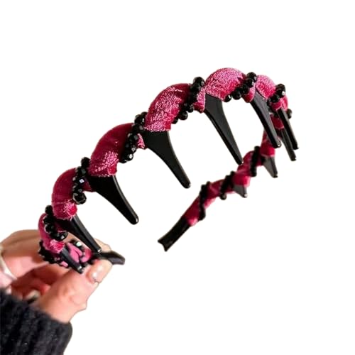 INLANDSIS 2025 Neues U-förmiges modisches Zahn-Haarkamm-Stirnband, elegante geflochtene Zickzack-Haarspangen mit gewellten Zähnen und hohem Schädel (C84 Red) von INLANDSIS