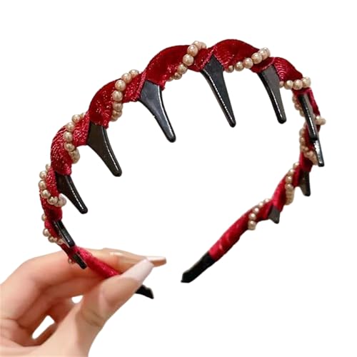 INLANDSIS 2025 Neues U-förmiges modisches Zahn-Haarkamm-Stirnband, elegante geflochtene Zickzack-Haarspangen mit gewellten Zähnen und hohem Schädel (Z63 Red) von INLANDSIS