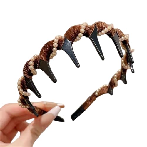 INLANDSIS 2025 Neues U-förmiges modisches Zahn-Haarkamm-Stirnband, elegante geflochtene Zickzack-Haarspangen mit gewellten Zähnen und hohem Schädel (Z65 Brown) von INLANDSIS
