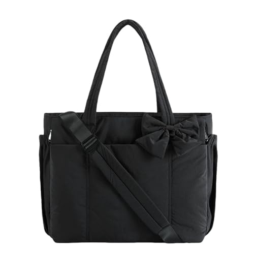 INLANDSIS Crush Bow Tote Bag Lightweight Puffy Quilted Shoulder Handbag for Women with Bow Design Style Multi Compartment Bag, Schwarz , 1 INLANDSIS Crush Bow Tote Bag Lightweight Puffy Quilted Shoulder Handbag for Women with Bow Design Style Multi Compartment Bag, Schwarz , 1 von INLANDSIS
