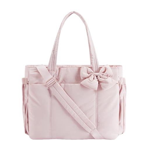 INLANDSIS Crush Bow Tote Bag Lightweight Puffy Quilted Shoulder Handbag for Women with Bow Design Style Multi Compartment Bag, rose, 1 INLANDSIS Crush Bow Tote Bag Lightweight Puffy Quilted Shoulder Handbag for Women with Bow Design Style Multi Compartment Bag, rose, 1 von INLANDSIS