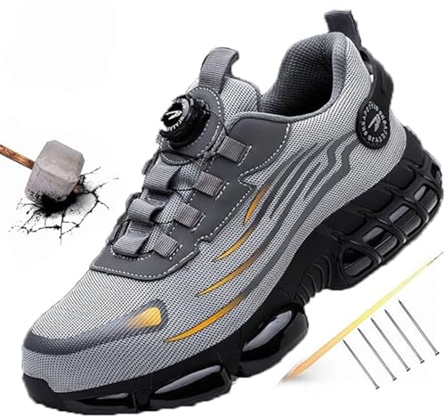 INLANDSIS Evontiras Stahlschuhe 3 Zoll größer, Evontira Sicherheitsschuhe Herren mit Stahlkappe, Bequeme, durchtrittsichere, rutschfeste Arbeitsschuhe (Grau,40) von INLANDSIS