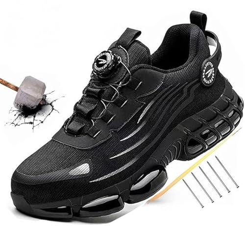 INLANDSIS Evontiras Stahlschuhe 3 Zoll größer, Evontira Sicherheitsschuhe Herren mit Stahlkappe, Bequeme, durchtrittsichere, rutschfeste Arbeitsschuhe (Schwarz,41) von INLANDSIS