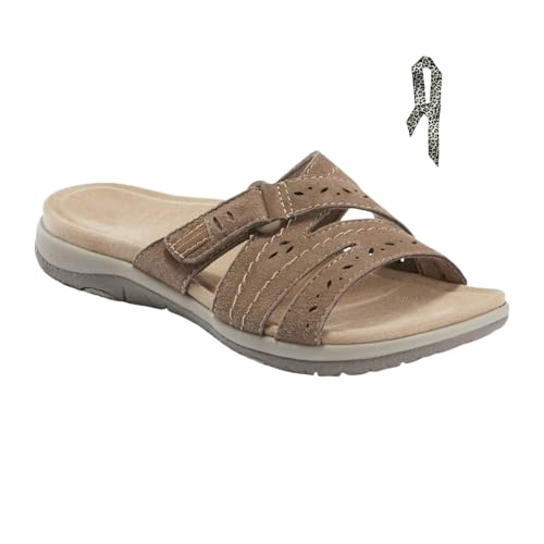 INLANDSIS Sandalen Damen Sommer - PU-Leder Flip Flops Elegante Flache Sandalen, Pantoletten Orthopädische Hausschuhe Sommer Casual Open Toe Strand Hausschuhe (braun,38) von INLANDSIS