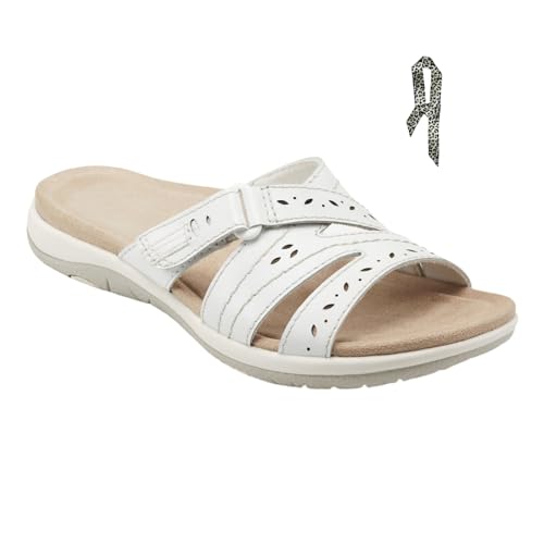 INLANDSIS Sandalen Damen Sommer - PU-Leder Flip Flops Elegante Flache Sandalen, Pantoletten Orthopädische Hausschuhe Sommer Casual Open Toe Strand Hausschuhe (weiß,36) von INLANDSIS