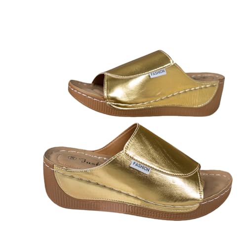 INLANDSIS Vivastep Women's Sandals, Ergonomic and Non-Slip Orthopaedic, Women's Slippers with Open Orthopaedic Toe, Sandals for Pain Relief (Goldene,43) von INLANDSIS