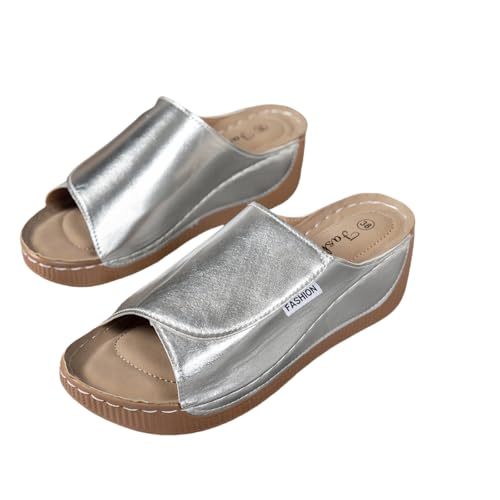 INLANDSIS Vivastep Women's Sandals, Ergonomic and Non-Slip Orthopaedic, Women's Slippers with Open Orthopaedic Toe, Sandals for Pain Relief (Silber,32.5) von INLANDSIS
