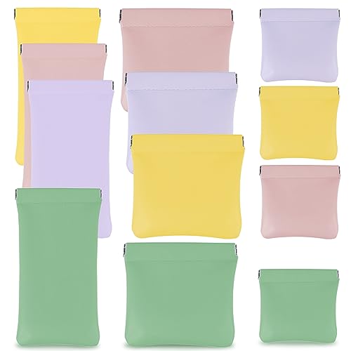 12PCS Leder Kosmetiktasche Klein, Tragbare Mini Make up Tasche Wasserdicht PU Kosmetiktasche Mini Tasche Münzbeutel für Geldbörse Ohne Reißverschluss für Gläser Kopfhörer Schmuck Kosmetik Reisen von INLAZYTIM