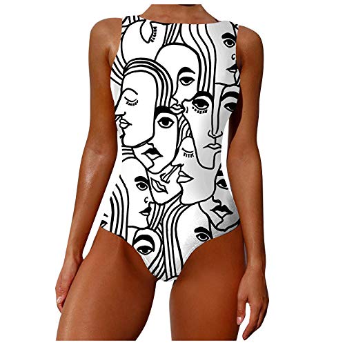 INLLADDY Badeanzug Damen Bauchweg 42 Strandmode Einteilige Bademode Swimsuit Schwimmanzug Push Up Weiß EU 40 von INLLADDY