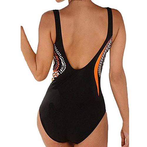 INLLADDY Badeanzug Damen Push Up Mit Körbchen Große Größen Figurformend Einteilige Bademode Wickel Schwimmanzug Orange EU 40 von INLLADDY