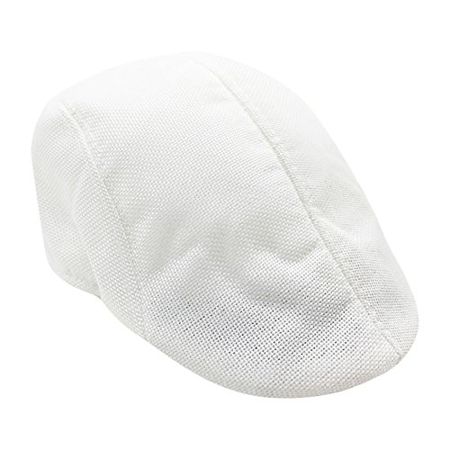 INLLADDY Barett Cap Herren Schiebermütze Gatsby Schirmmütze Newsboy Flat Cap Baskenmütze 1920 Stil Gatsby Kostüm Accessoires Weiß Umfang: 58cm von INLLADDY