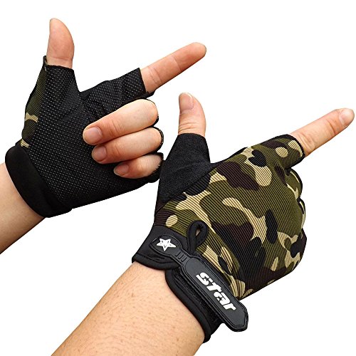 INLLADDY Herren Handschuhe Halber Finger Rutschfest Sport Verschleißfest Handschuhe Camouflage XXL von INLLADDY