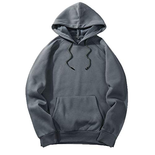 INLLADDY Herren Hoodie Sweatshirts Lässige Einfarbig Kapuzenpullover Kaputzenpullis Sweatshirt Pullis Jungen Dunkelgrau S von INLLADDY