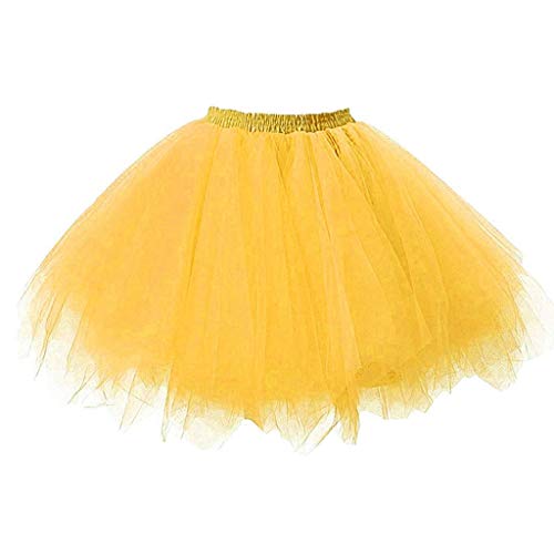 INLLADDY Kurz Tutu Rock Niedlich Säugling Kleinkind Baby Mädchen Solide Farbe Prinzessin Ballettrock Tanzkleid Tüllrock Tuturock Minirock Reifrock Unterrock Kleid Hauchrock Gelb Länge: 40 cm von INLLADDY