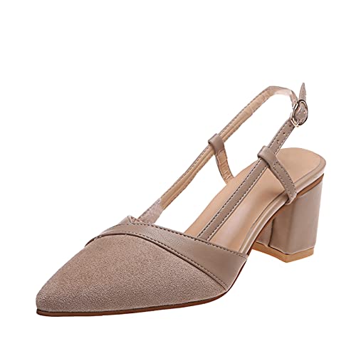 INLLADDY Sandalen Damen Niedrig Blockabsatz Slingback Mit Geschlossener Zehenpartie Elegant Riemchensandalen Mit Absatz Sommer Hochzeitsfeier Einstellbare Pumpen Rosa EU Größe 38 von INLLADDY