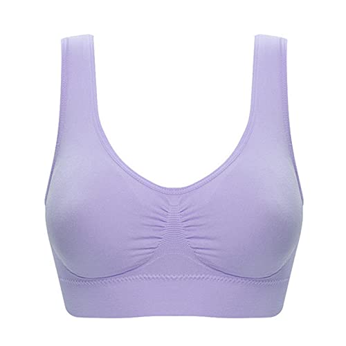 INLLADDY Weißer Sport BH Damen Full Coverage Sport-BHS Für Damen Medium Support Atmungsaktive Plus Size Ernte Oberteile Für Laufen Trainieren Gym Activewear Helles Lila 6XL EU 50 von INLLADDY