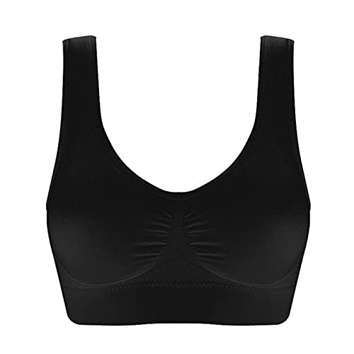 INLLADDY Weißer Sport BH Damen Full Coverage Sport-BHS Für Damen Medium Support Atmungsaktive Plus Size Ernte Oberteile Für Laufen Trainieren Gym Activewear Schwarz 4XL EU 46 von INLLADDY