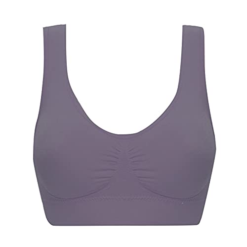 INLLADDY Weißer Sport BH Damen Full Coverage Sport-BHS Für Damen Medium Support Atmungsaktive Plus Size Ernte Oberteile Für Laufen Trainieren Gym Activewear Violett 6XL EU 50 von INLLADDY