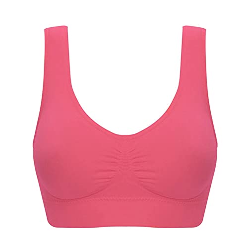 INLLADDY Weißer Sport BH Damen Full Coverage Sport-BHS Für Damen Medium Support Atmungsaktive Plus Size Ernte Oberteile Für Laufen Trainieren Gym Activewear Wassermelonenrot 6XL EU 50 von INLLADDY