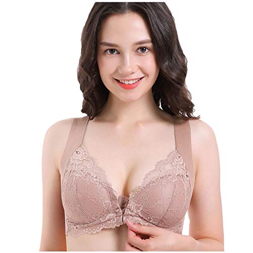 Ohne Bügel Push Up BH Mit Vorderverschluss Sexy BH Mit Frontverschluss Für Frauen, Übergröße, Komfort, Ohne Bügel, Ohne Bügel, Trainieren, Yoga, Sport-BHS, Stretch-Dessous Rosa 4L EU 95B von INLLADDY