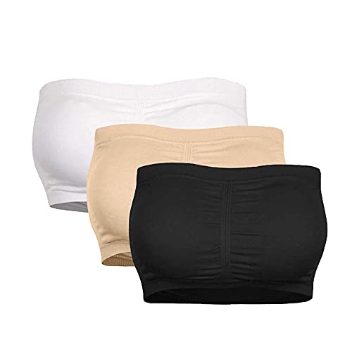 INLLADDY Push Up BH Ohne Träger 3 Packungen Trägerloser Bandeau-BH Für damen socken, Nahtloser Ernte-Tube-Oberteile-BH, Übergröße, Dehnbares Bralette Mit Herausnehmbaren Polstern Mehrfarbig L EU 38 von INLLADDY