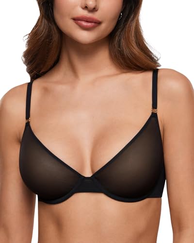 INLYRIC Damen Transparent BH mit Bügel Sexy Mesh Soft BHS Tiefer Ausschnitt Vorne Nahtlos Balconette Schwarz 70C INLYRIC Damen Transparent BH mit Bügel Sexy Mesh Soft BHS Tiefer Ausschnitt Vorne Nahtlos Balconette Schwarz 70C von INLYRIC