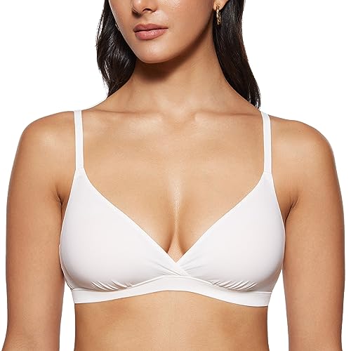 INLYRIC Damen Triangel BH ohne Bügel Soft Tiefer Rückenausschnitt Ungefüttert Kokosnuss Weiß XL von INLYRIC