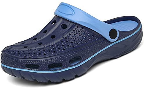 INMINPIN Clogs Herren Pantoletten Sommer Hausschuhe Damen rutschfest Atmungsaktiv Strand Sandalen Gartenschuhe, Blau, 46/47 EU(300) von INMINPIN