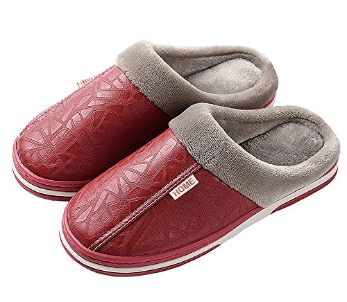 CELANDA Hausschuhe Damen Herren Plüsch Winter Pantoffeln Frauen Memory Foam Haus Mule Hausschuhe Rutschfeste Sohle Slipper (A Rot 38/39 EU=Sohlengröße:40/41) von CELANDA