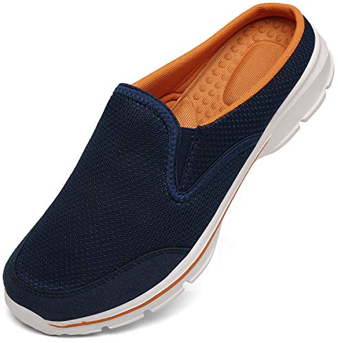 INMINPIN Unisex Hausschuhe Leichte Atmungsaktive Pantoffeln Slip On Walking Freizeit Schuhe für Damen Herren, Blau Orange, 36 EU von INMINPIN