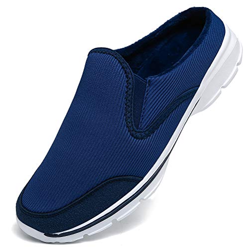 INMINPIN Unisex Hausschuhe Leichte Atmungsaktive Pantoffeln Slip On Walking Freizeit Schuhe für Damen Herren, Blau Plüsch, 36 EU von INMINPIN