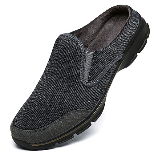 INMINPIN Unisex Hausschuhe Leichte Atmungsaktive Pantoffeln Slip On Walking Freizeit Schuhe für Damen Herren, Grau Plüsch, 36 EU von INMINPIN