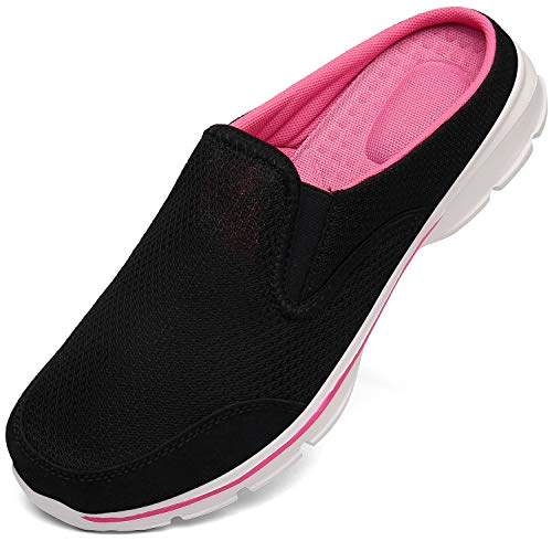 INMINPIN Unisex Hausschuhe Leichte Atmungsaktive Pantoffeln Slip On Walking Freizeit Schuhe für Damen Herren, Schwarz Rosa, 36 EU von INMINPIN